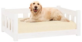 Cama para cães 75,5x55,5x28 cm madeira de pinho maciça branco