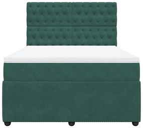 Cama com molas/colchão 160x200 cm veludo verde-escuro