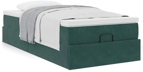 Estrutura de cama otomana vidaXL com colchão verde escuro Veludo