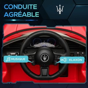 Carro elétrico para crianças com licença Maserati MC20 12V, comando à distância, LED, música e buzina, 3 a 6 anos, vermelho