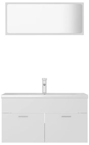 Conjunto de móveis de casa de banho derivados de madeira branco