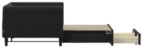 Sofá-cama com gavetão e gavetas 90x190 cm veludo preto