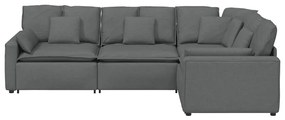 Sofá modular com almofadas tecido cinzento-escuro