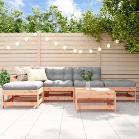 6 pcs conjunto lounge de jardim madeira de douglas maciça