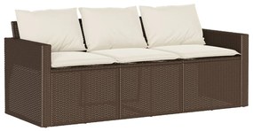2 pcs conjunto jantar p/ jardim c/ almofadões vime PE castanho