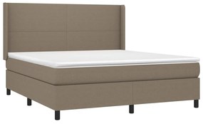 Cama box spring colchão/LED 160x200 cm tecido cinza-acastanhado