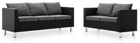 275505 vidaXL Conjunto de sofás couro artificial 2 pcs preto e cinzento claro