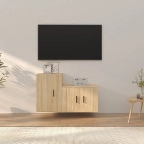 vidaXL 2pcs conjunto móveis de TV derivados de madeira carvalho sonoma