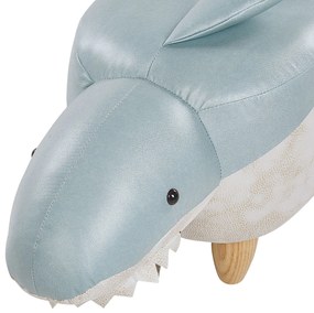 Tamborete em tecido azul e branco SHARK Beliani
