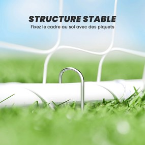Baliza de futebol - baliza de treino - dim. 301 x 120 x 200 cm - estrutura metálica com revestimento epóxi e rede em PE - estacas incluídas - branca