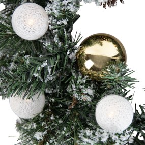 Grinalda de Natal branca com dourado 45cm incl. LED com temporizador - Jack