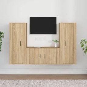 vidaXL Conjunto móveis de TV 3 pcs madeira processada carvalho sonoma