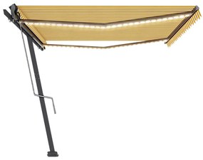 Toldo autom. LED e sensor de vento 500x300 cm amarelo/branco
