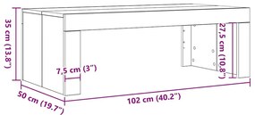 Mesa de Centro vidaXL Preto Carvalho 102x50x35 cm Madeira Engenheirada