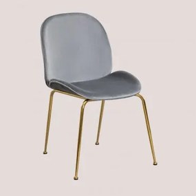 Cadeira de jantar de veludo Pary Cinza Claro & Dourado - Sklum
