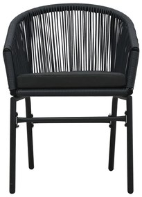 3 pcs conjunto de jantar para jardim preto