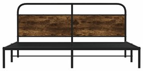 Estrutura de cama sem colchão 183x213cm metal carvalho fumado