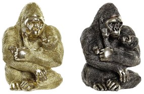 Figura Decorativa Dkd Home Decor Prateado Dourado Resina Gorila (22 X 23,5 X 31 cm) (2 Unidades)