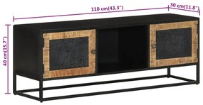 Móvel de TV 110x30x40 cm madeira de mangueira maciça e ferro
