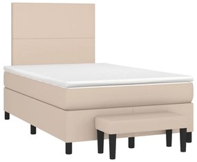 vidaXL Cama boxspring c/ colchão 120x190cm couro artificial cappuccino