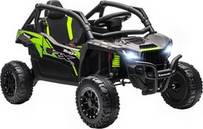 AIYAPLAY Carro Elétrico para Crianças 12V Kawasaki Teryx KRX 1000 com 2 Motores Faróis e USB 100x64x56 cm Preto | Aosom Portugal