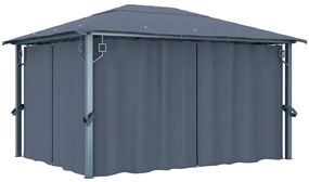 Gazebo com cortina 400 x 300 cm alumínio antracite