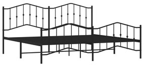 Estrutura de cama com cabeceira e pés 200x200 cm metal preto