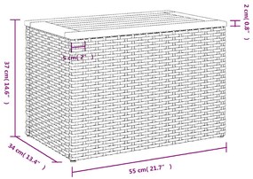 Mesas de apoio p/ jardim 2 pcs vime PE/madeira maciça cinzento