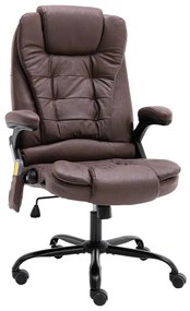 Cadeira escritório c/ massagem couro genuíno castanho-escuro