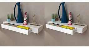 vidaXL Prateleiras de parede suspensas com gavetas 2 pcs branco 80 cm