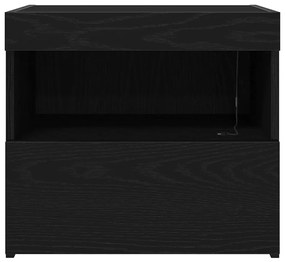 Criados-mudos vidaXL com luzes LED 2 pcs Carvalho Preto 50x40x45 cm