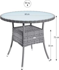 Mesa jardim Polyrattan redonda Ø60cm cinzenta