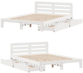 Cama sem colchão 160x200 cm madeira de pinho maciça branco