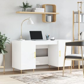 vidaXL Secretária 140x50x75 cm derivados de madeira branco brilhante