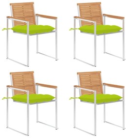 vidaXL Cadeiras de jardim c/ almofadões 4 pcs madeira de teca maciça