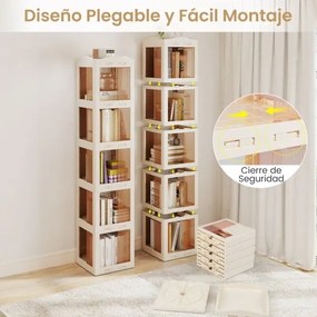 Estante com base giratória giratória 360° com 5 níveis 36,5 x 36 x 174 cm em Plástico dobrável com prateleiras Branco