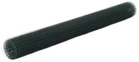 vidaXL Cerca arame galinheiro 25x1,5 m aço c/ revestimento PVC verde