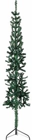 Meia árvore de Natal fina com suporte 180 cm verde