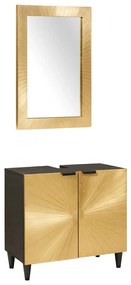 vidaXL Conjuntos de Móveis para Banheiro com porta 2 pcs Preto e Ouro