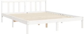 Cama sem colchão 160x200 cm madeira de pinho maciça branco