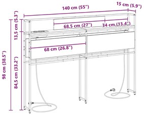 Cabeceira de armazenamento com cabeceira Carvalho sonoma 140 cm