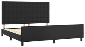 Estrutura de cama c/ cabeceira 180x200cm couro artificial preto