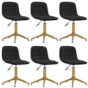 vidaXL Cadeiras de jantar giratórias 6 pcs veludo preto