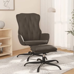 3097681 vidaXL Cadeira de descanso +banco pés couro artificial cinza antracite