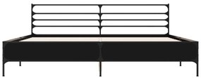 Estrutura de cama 200x200 cm derivados de madeira/metal preto