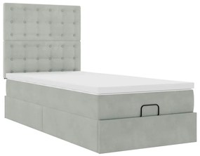 Estrutura de cama otomana com colchões cinza claro Veludo