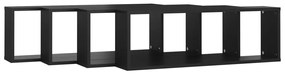 Estantes parede cúbicas 4 pcs deriv. madeira 80x15x26,5cm preto