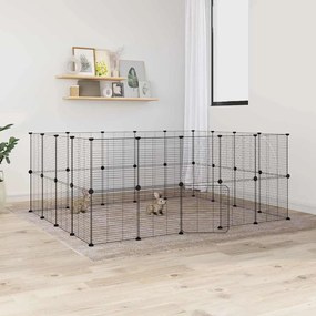 Gaiola p/ animais de 36 painéis c/ porta 35x35 cm aço preto