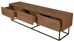 Conjunto de Mobiliário de Sala de Estar Laxus – Nogueira/Preto – TV: 1
