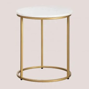 Mesa Auxiliar Redonda Ø40 Cm Em Mármore Kaley Mármore Branco - Sklum
